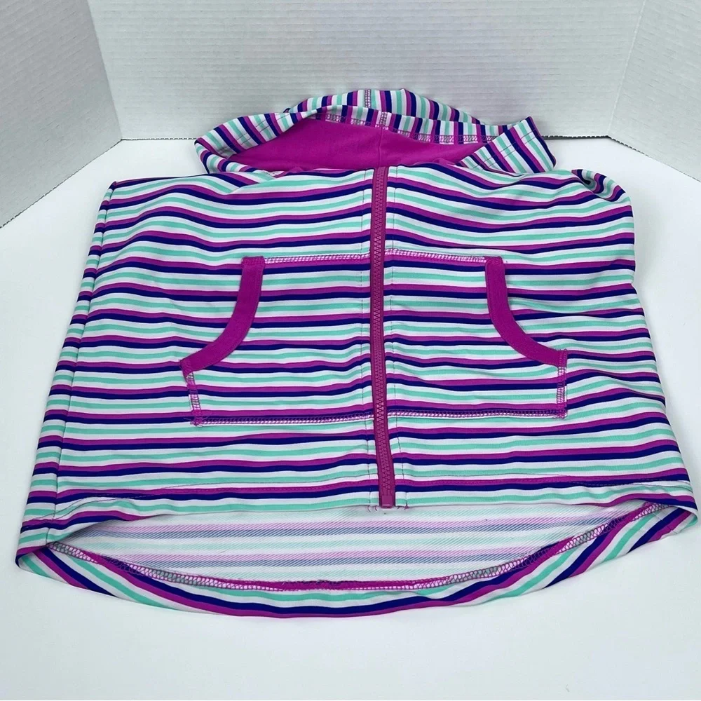 Nike Girls Striped Full Zip Perfromance Jacket with Nike Logo Size XL Activewear